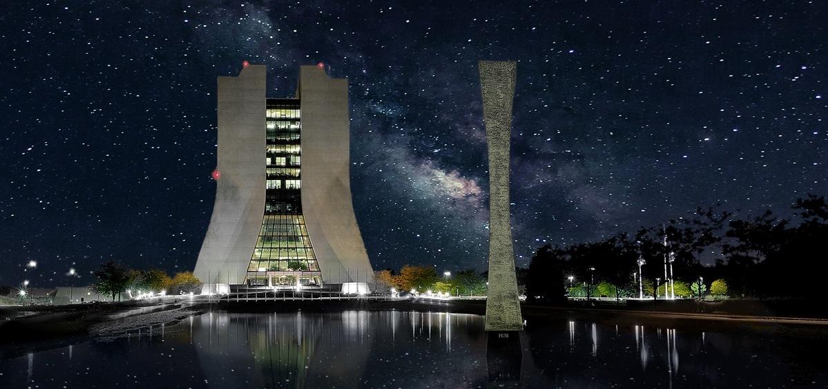 The Fermilab with the Milky Way behind it.